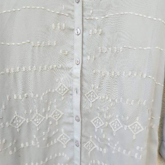 Soft Surroundings Ibiza Maxi Shirt Dress Women's Extra Small Blue Embroidered - Picture 5 of 15